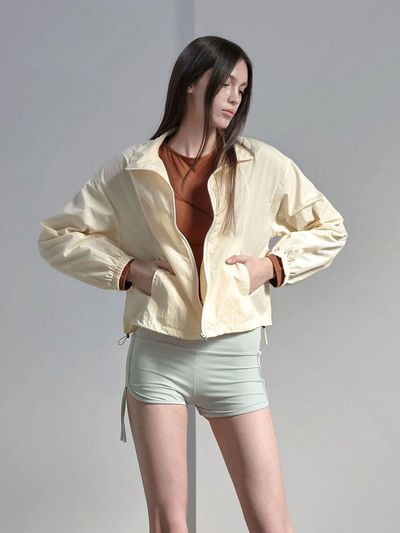 DEVIWEAR Fine String Crop Water-resistant Yoga Jacket [Yellow] (DEVI-O0019)