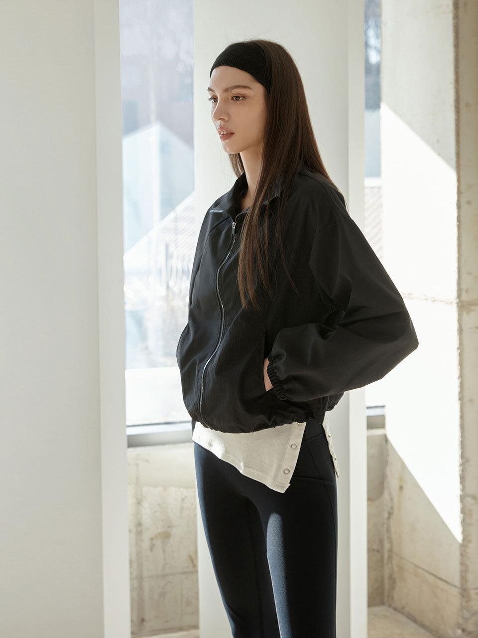 DEVIWEAR Fine String Cropped Water-resistant Yoga Jacket [Black] (DEVI-O0019)