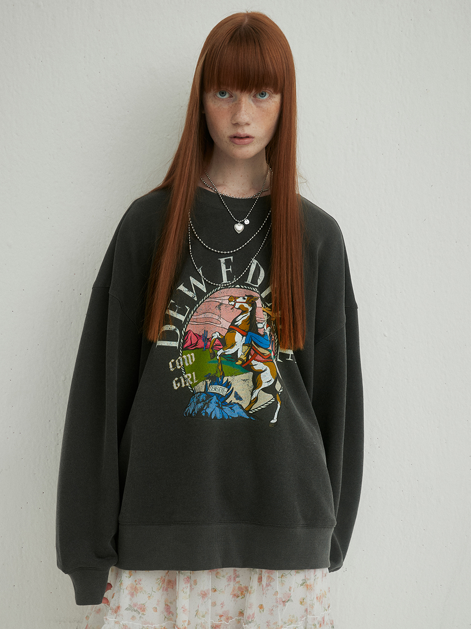 DEW E DEW E Cow Girl Sweatshirt_Gray