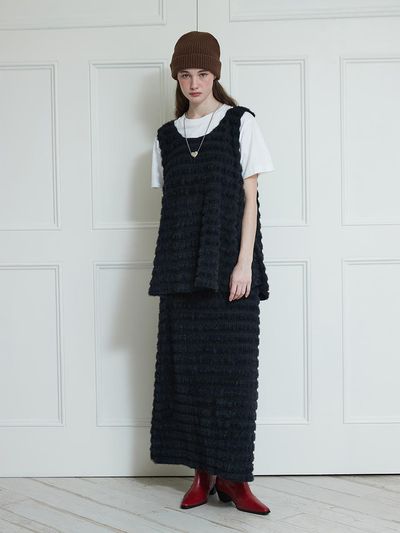 DEW E DEW E Flare Knit A-line Skirt [Black]
