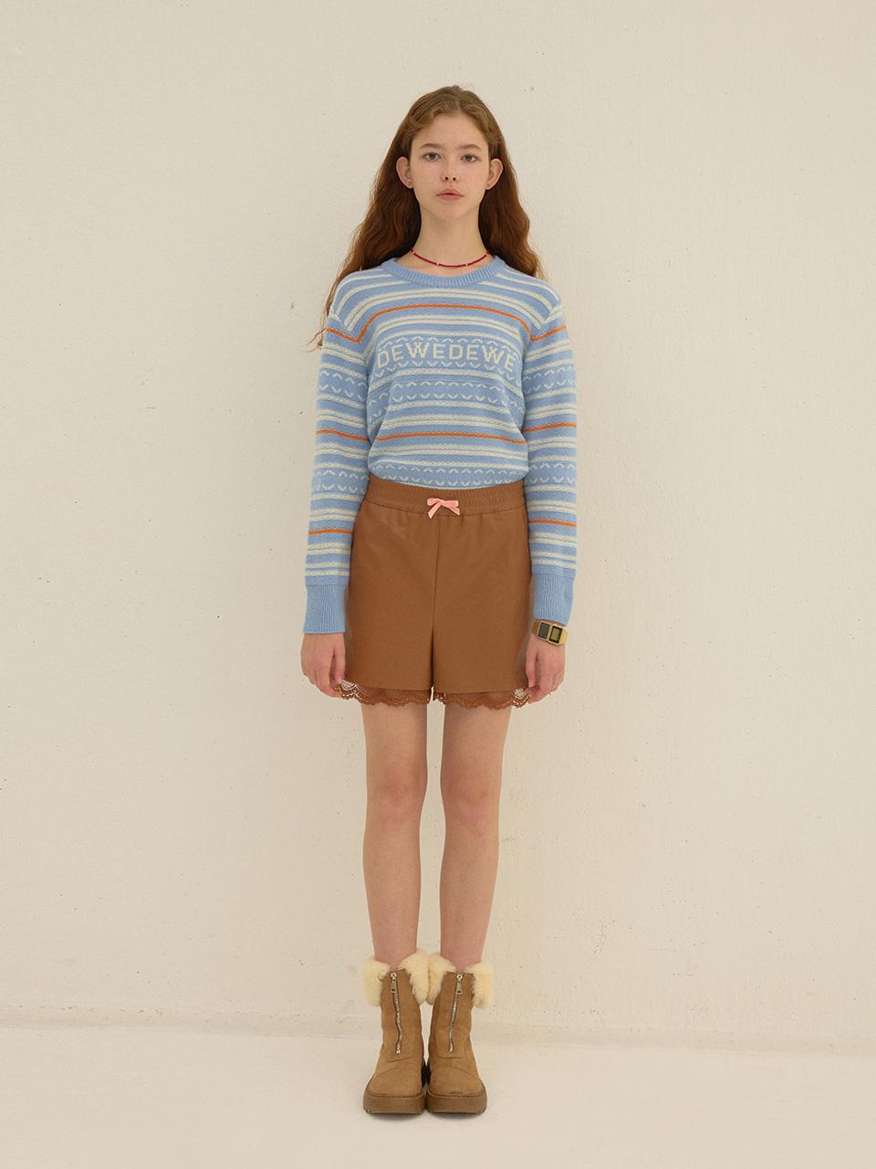 DEW E DEW E Lace Leather Shorts_Brown