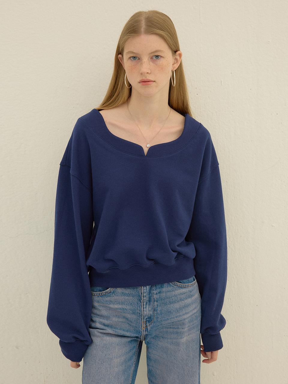 DEW E DEW E Wave V-neck sweatshirt_Navy
