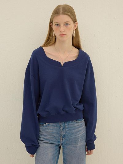 DEW E DEW E Wave V-neck sweatshirt_Navy