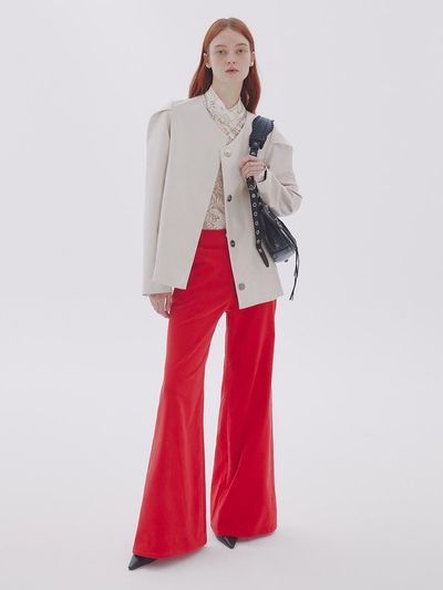 DEW E DEW E Wide Bootcut Pants_Red