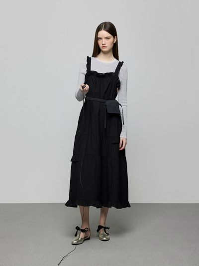 DEWL Belted Back Crinkle Dress [BK] (D251MSE006)