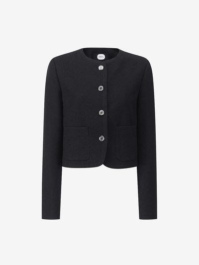 DEWL Collarless Tweed Blazer [BK] (L252MSF031)