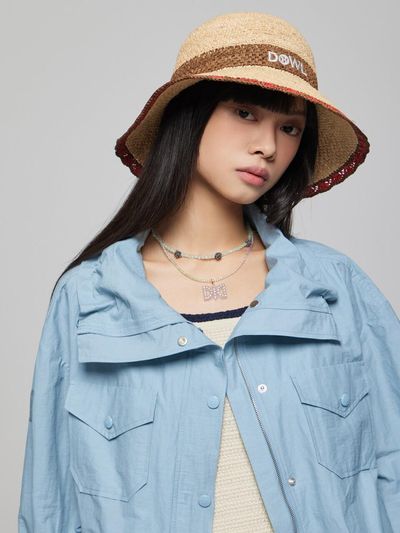 DEWL Color Block Raffia Hat [BE] (D252PHF001)