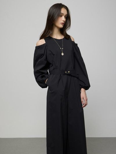 DEWL Cut-out Volume Sleeve Jumpsuit [BK] (D252MSE036)