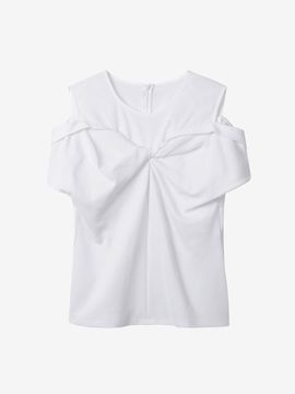 DEWL DUEL Off-Shoulder Twist T-Blouse Shirt [WH] (L252MSC039)