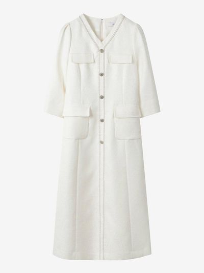 DEWL [DUEL] V-Neck Tweed Dress (IV L251PSE011)