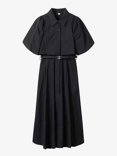 DEWL [DUEL] Volume Sleeve Jacket-Style Flare Dress [BK] (L252PSE031)