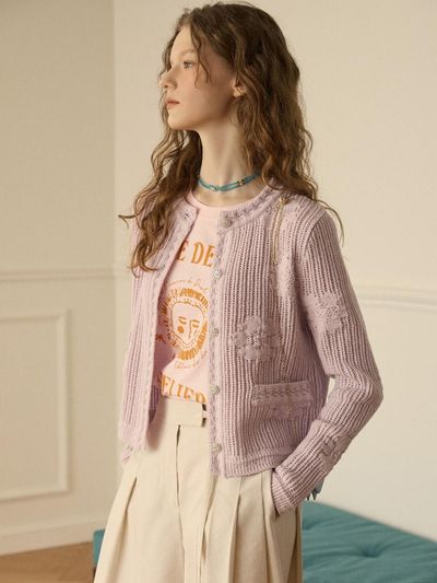 DEWL Flower Jacquard Knit Cardigan (D252KSL039)