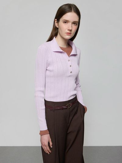 DEWL Half Button Knit Pullover Sweater (VO D252KSK038)