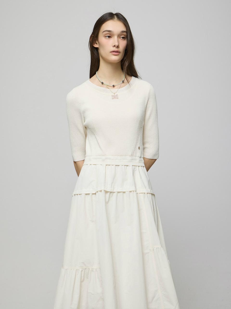 DEWL Knit Block Flare Maxi Dress (CR D252MSE231)