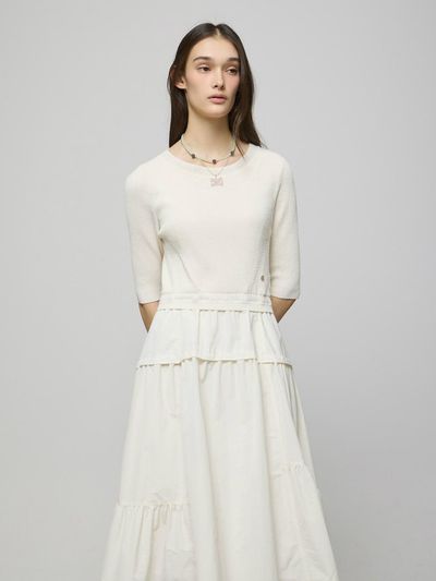 DEWL Knit Block Flare Maxi Dress (CR D252MSE231)
