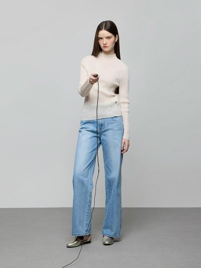 DEWL Mock Neck Multi-Ribbed Pullover Sweater (D251KSK012)