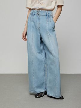 DEWL Pin-tuck Wide Denim Pants [LB] (D252PSA438)