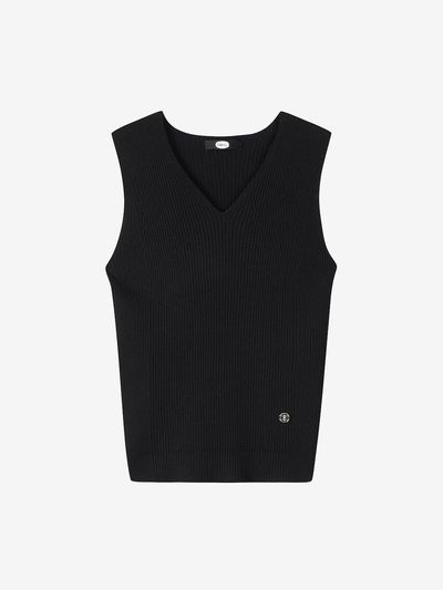 DEWL V-neck Sleeveless Sweater (L252KSK033) [Black]