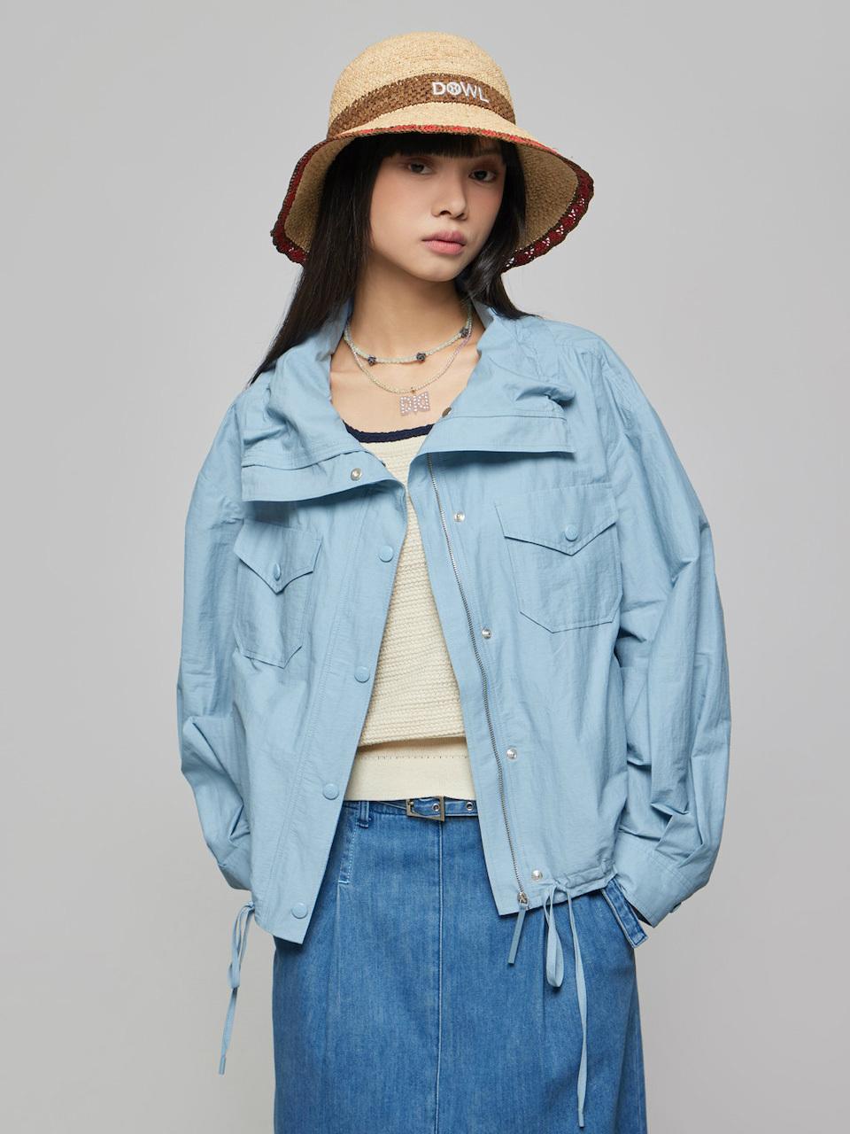 DEWL Wide Collar Linen Jumper Casual Jacket (D252MSJ039)