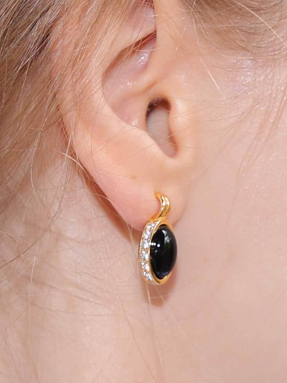 dfarbe 925 Silver 18k Gold Double-sided Natural Onyx Earrings