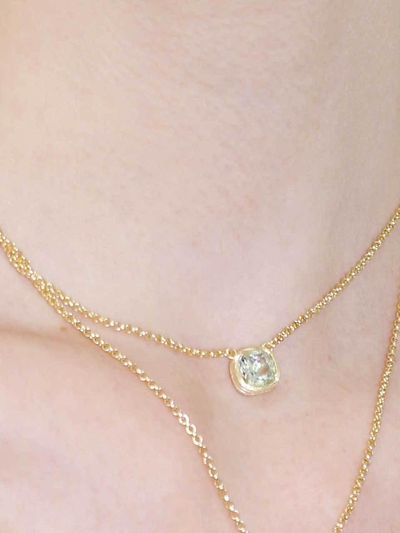 dfarbe 925 Silver 18k Gold Natural Green Amethyst Satin Line Necklace