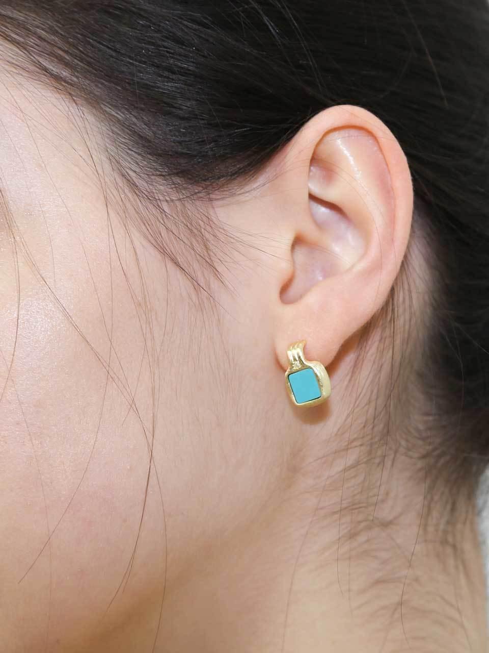 dfarbe 925 Silver 18k Gold Plated Turquoise Satin Earrings
