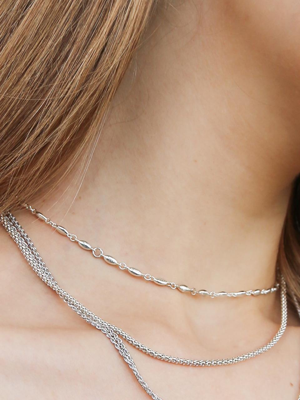 dfarbe 925 Silver Chain Pattern Necklace [PURPLE]