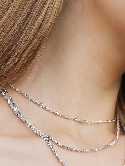 dfarbe 925 Silver Chain Pattern Necklace [PURPLE]