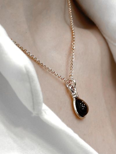 dfarbe 925 Silver Pear-Cut Double Cabochon Tiger's Eye Pendant Necklace