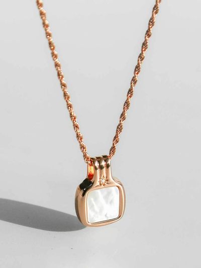 dfarbe 925 Silver Rose Gold Mother of Pearl Adjustable Rope Chain Necklace