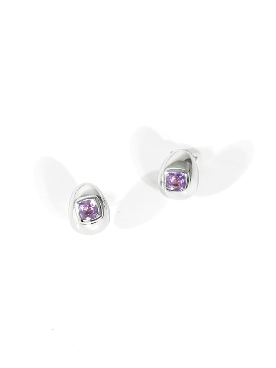 dfarbe Amethyst Square Teardrop 925 Silver Stud Earrings