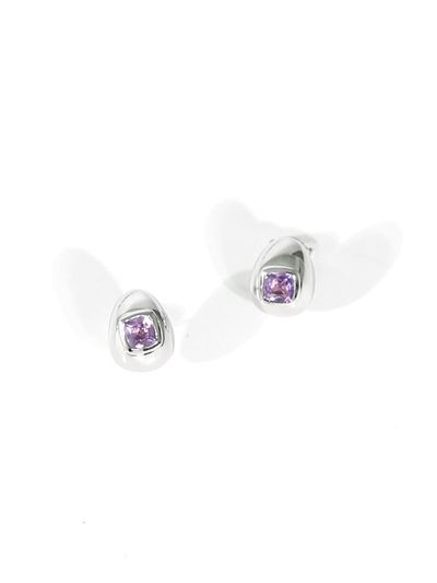 dfarbe Amethyst Square Teardrop 925 Silver Stud Earrings