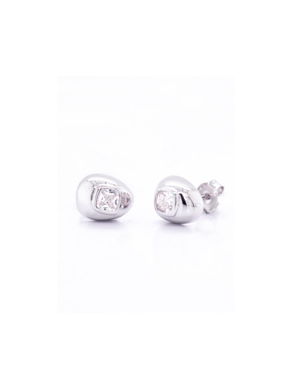 dfarbe Crystal Square Teardrop 925 Silver Earrings [Beige]