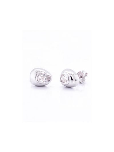 dfarbe Crystal Square Teardrop 925 Silver Earrings [Beige]
