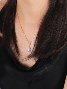 dfarbe Gold Moissanite Natural Pearl Star-Shaped Necklace
