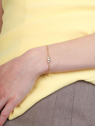 dfarbe Gold Trillion Moissanite Chain Bracelet