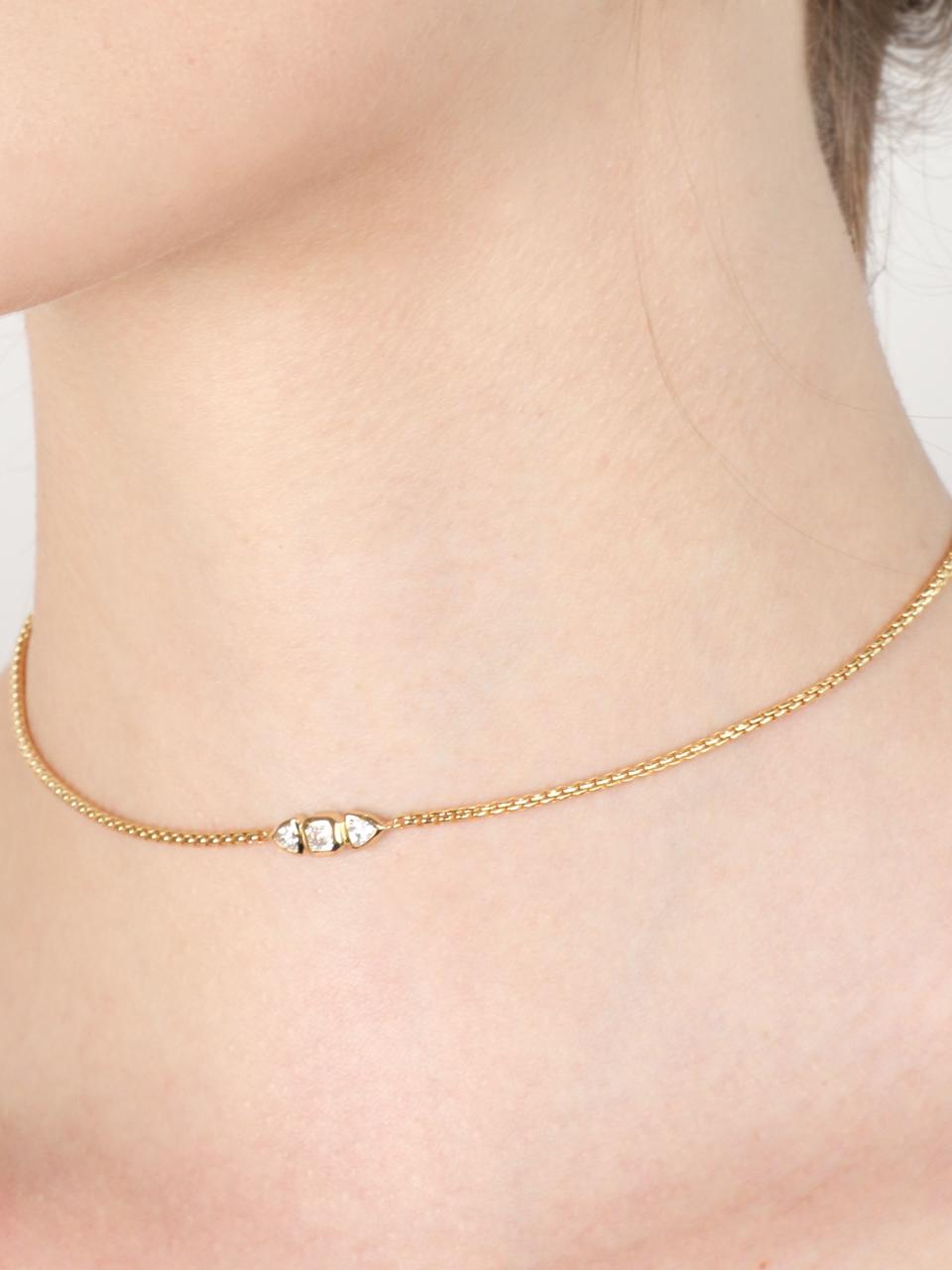 dfarbe Gold Trillion Princess Cut Moissanite Choker Necklace