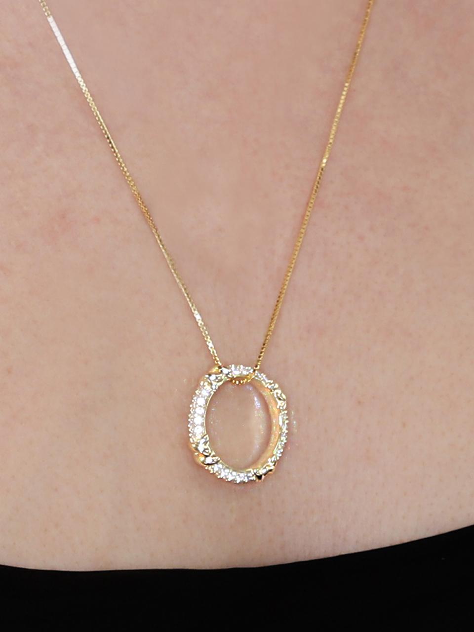 dfarbe Natural Moissanite Double X Two-Way Ring Pendant Necklace [Gold]
