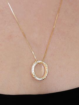 dfarbe Natural Moissanite Double X Two-Way Ring Pendant Necklace [Gold]