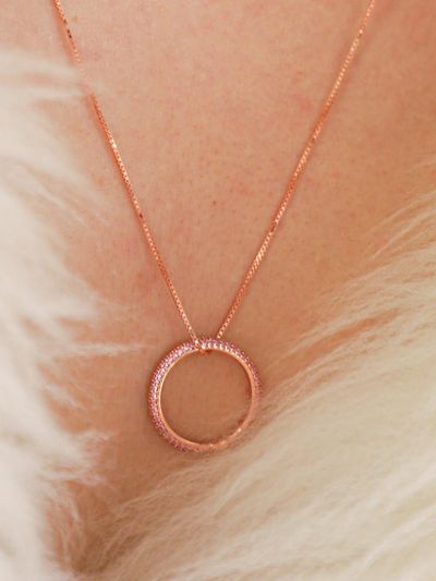 dfarbe Rose Gold Two-Way X-Shaped Sapphire Necklace [Pink]