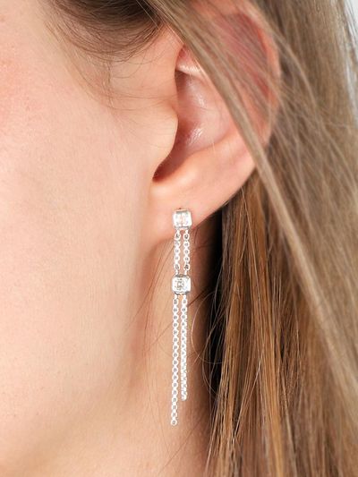 dfarbe Silver Moissanite Trillion Chain Drop Earrings