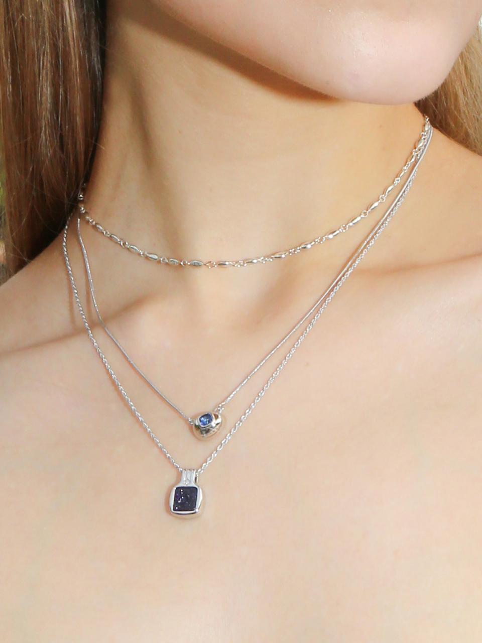 dfarbe Sterling Silver Adjustable Rope Chain Necklace [Blue]