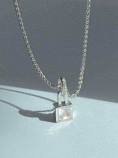dfarbe Sterling Silver Mother of Pearl Adjustable Chain Necklace