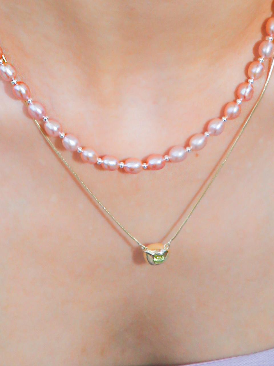 dfarbe Sterling Silver Square Peridot Teardrop Adjustable Necklace [Green]