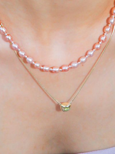 dfarbe Sterling Silver Square Peridot Teardrop Adjustable Necklace [Green]