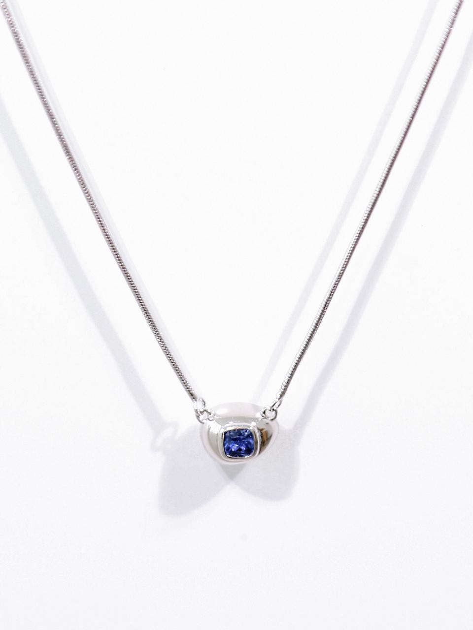 dfarbe Sterling Silver Teardrop Pendant Necklace [Blue]