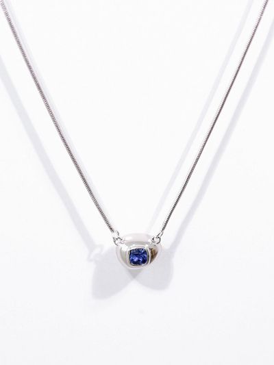 dfarbe Sterling Silver Teardrop Pendant Necklace [Blue]