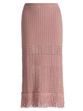 dh New York Women's Justine Knit Fringe Midi-Skirt