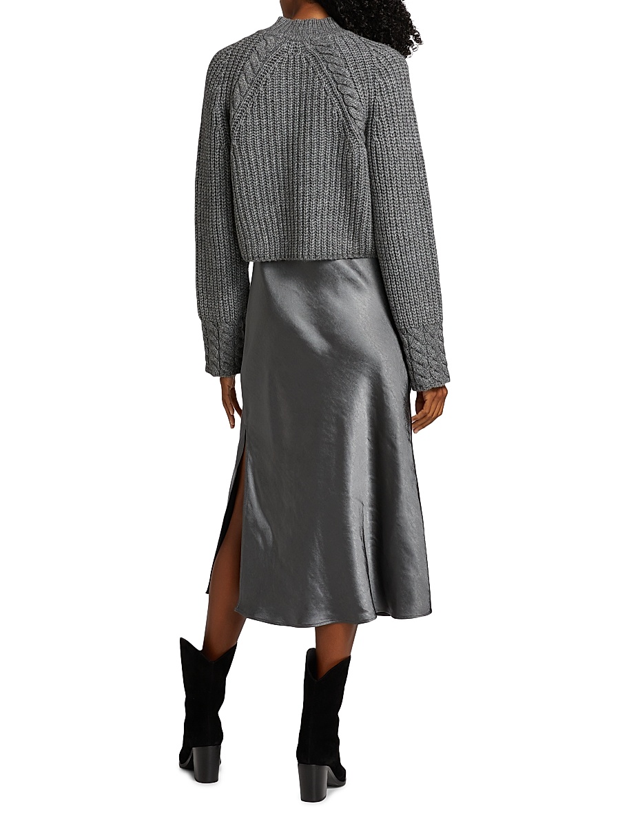 kaz wool-blend layered midi-dress dh New York Women's Gray Kaz Wool-Blend Layered Midi-Dress Size S