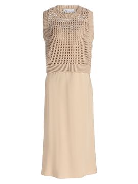 dh New York Women's Mixed-Media Cotton Midi-Dress